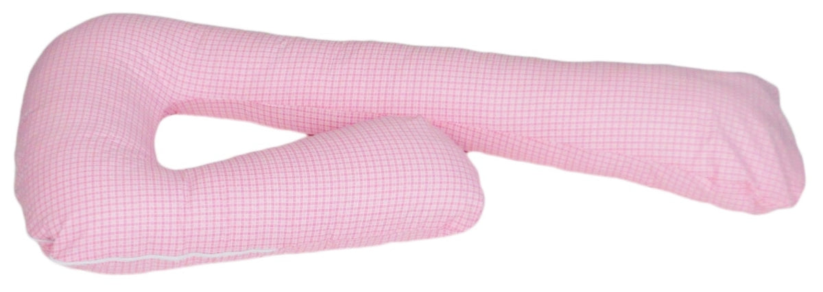 Schwangerschaftskissen 7-Form, Baumwolle / Rosa Karos