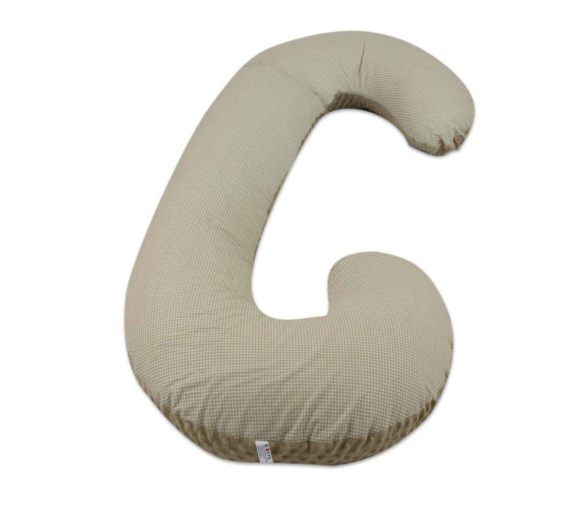 Schwangerschaftskissen C-Form, Baumwolle & Minky / Beige Karos - cappuccinofarben