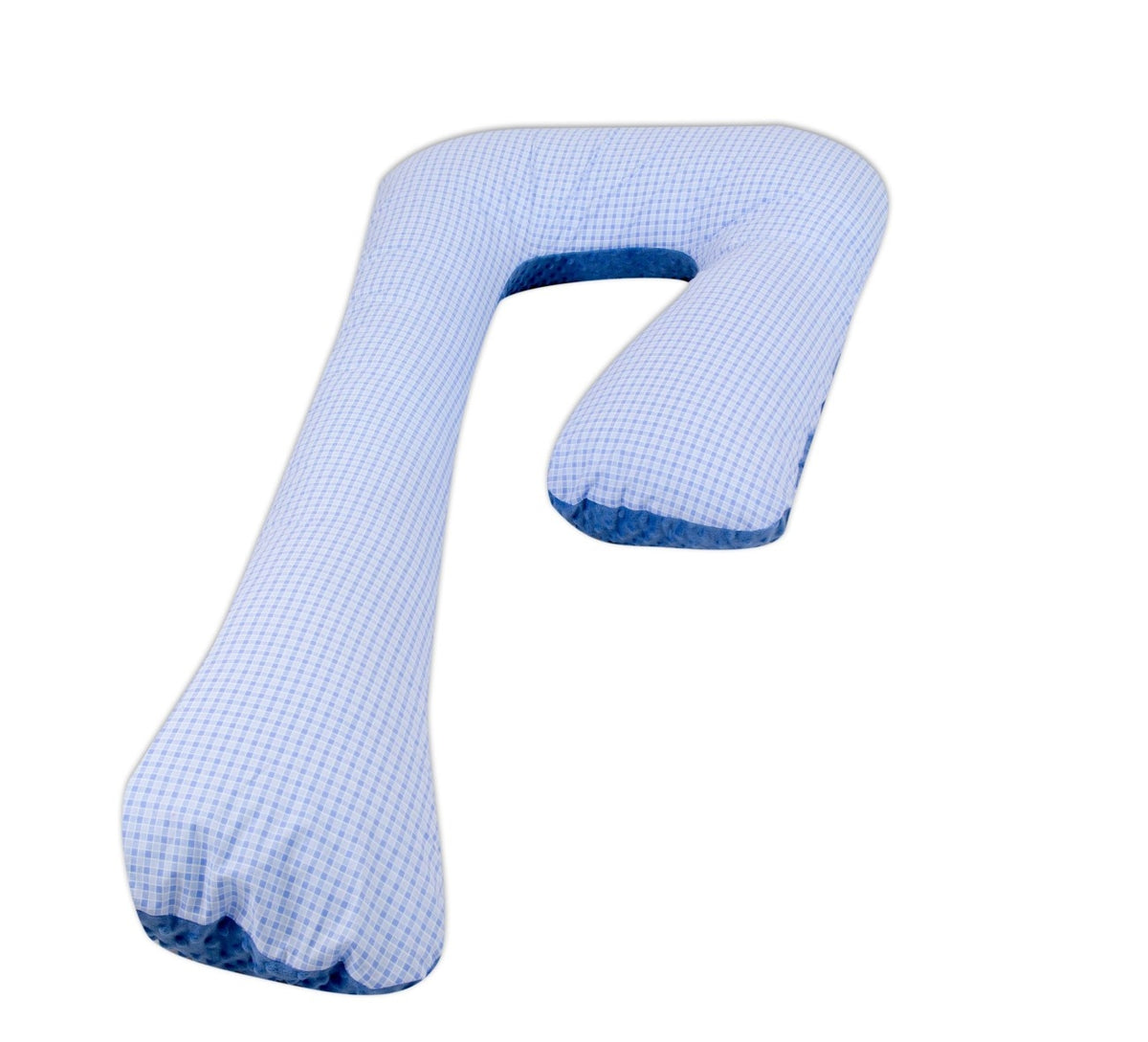 Schwangerschaftskissen 7-Form, Baumwolle & Minky / Blaue Karos - blau