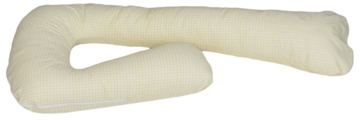 Schwangerschaftskissen 7-Form, Baumwolle / Beige Karos