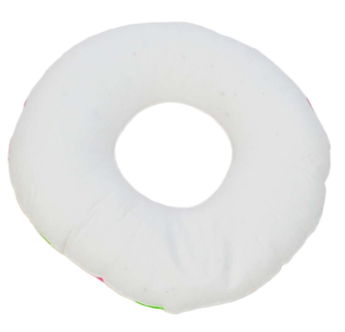 Donut-Kissen, Frühlingstupfen auf Weiß