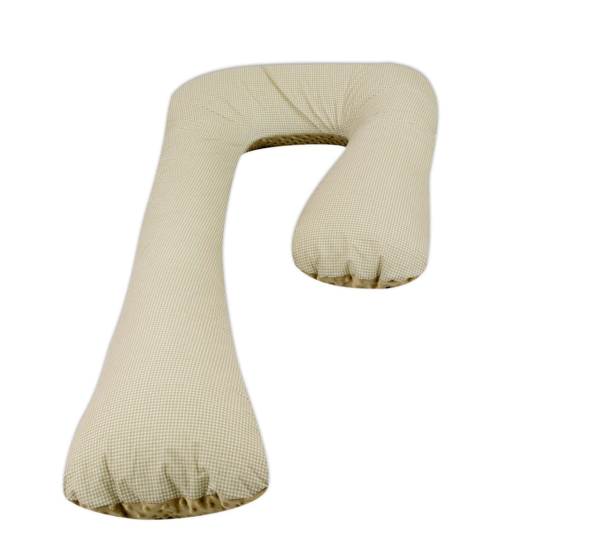 Schwangerschaftskissen 7-Form, Baumwolle & Minky / Beige Karos - cappuccinofarben
