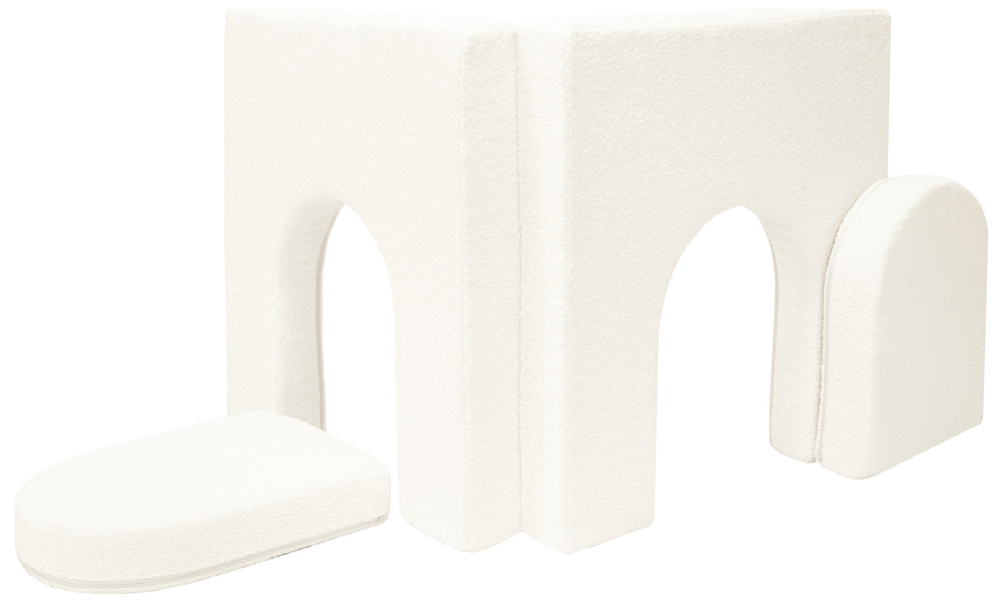 Wuselsofa Erweiterung, Bezug Bouclé, Farbe Creme