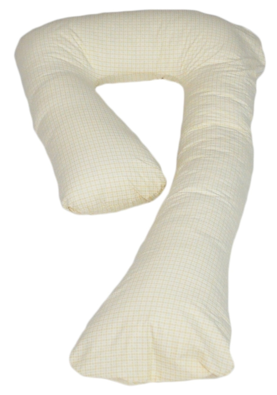 Schwangerschaftskissen 7-Form, Baumwolle / Beige Karos