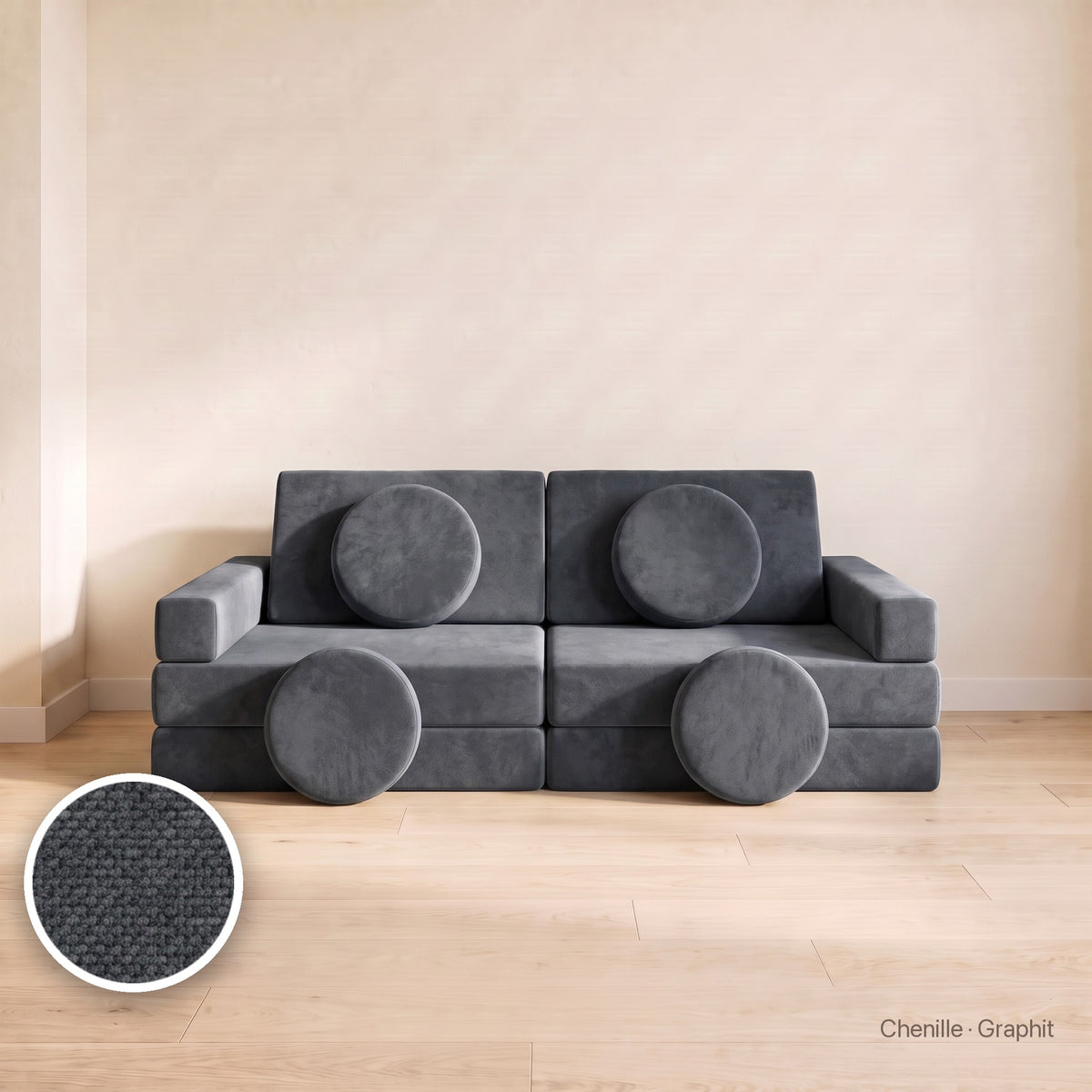 Wuselsofa Basis, Chenille · Graphit