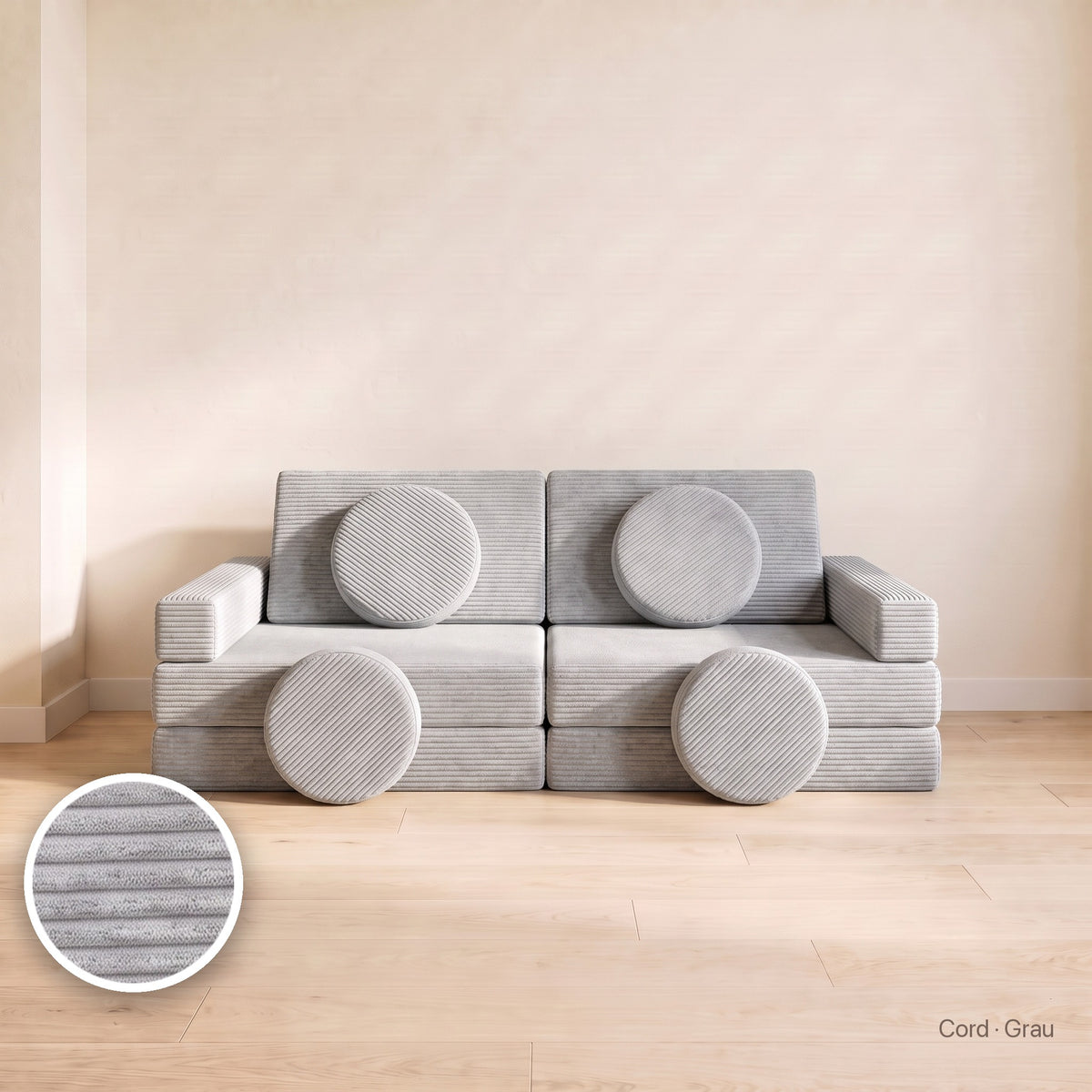 Wuselsofa Basis, Cord · Grau #Farbe_variantenbild