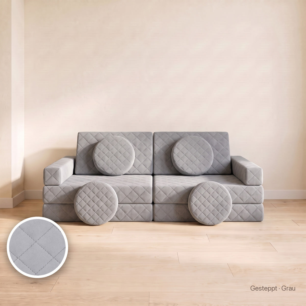 Wuselsofa Basis, Gesteppt · Grau #Farbe_variantenbild