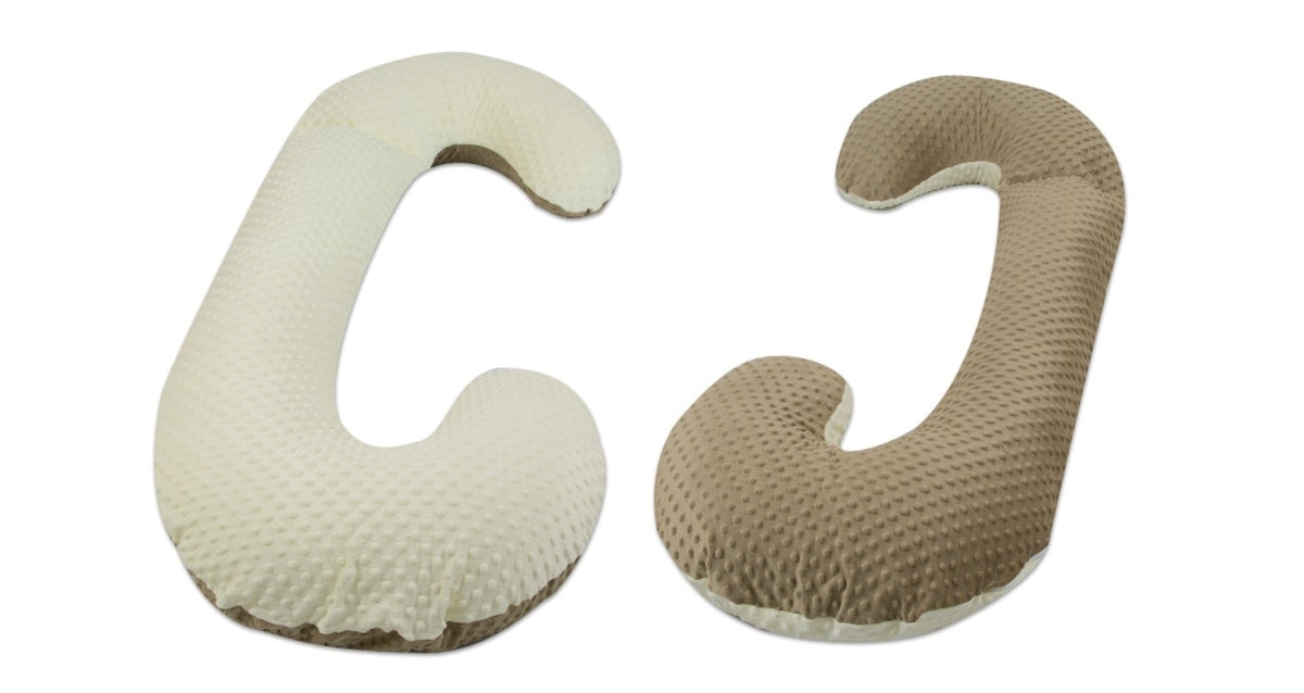Schwangerschaftskissen C-Form, Minky-Dots / Cappuccinofarben - cremefarben