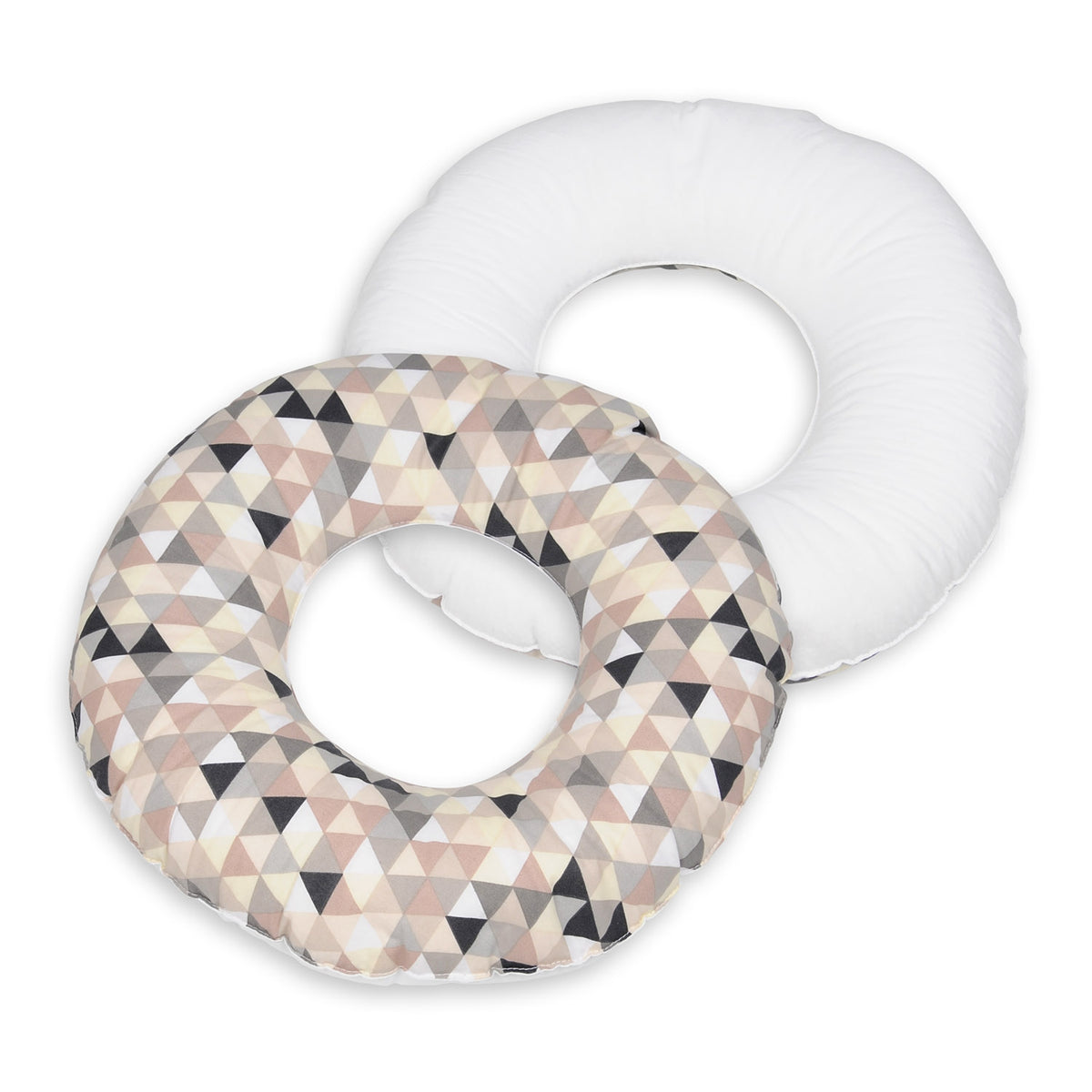 Donut-Kissen, Beige Dreiecke - weiß