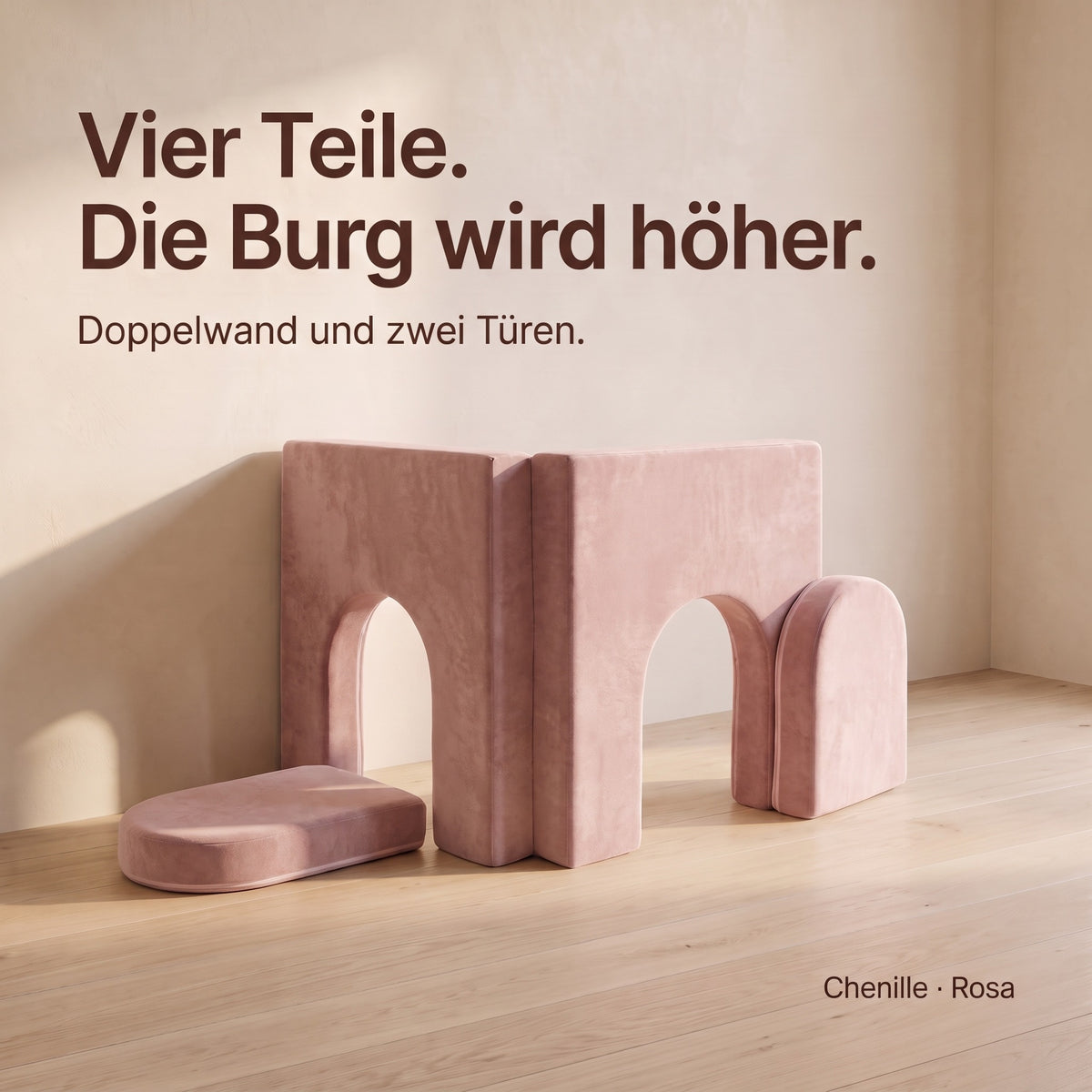 Wuselsofa Erweiterung, Chenille · Rosa #Farbe_variantenbild