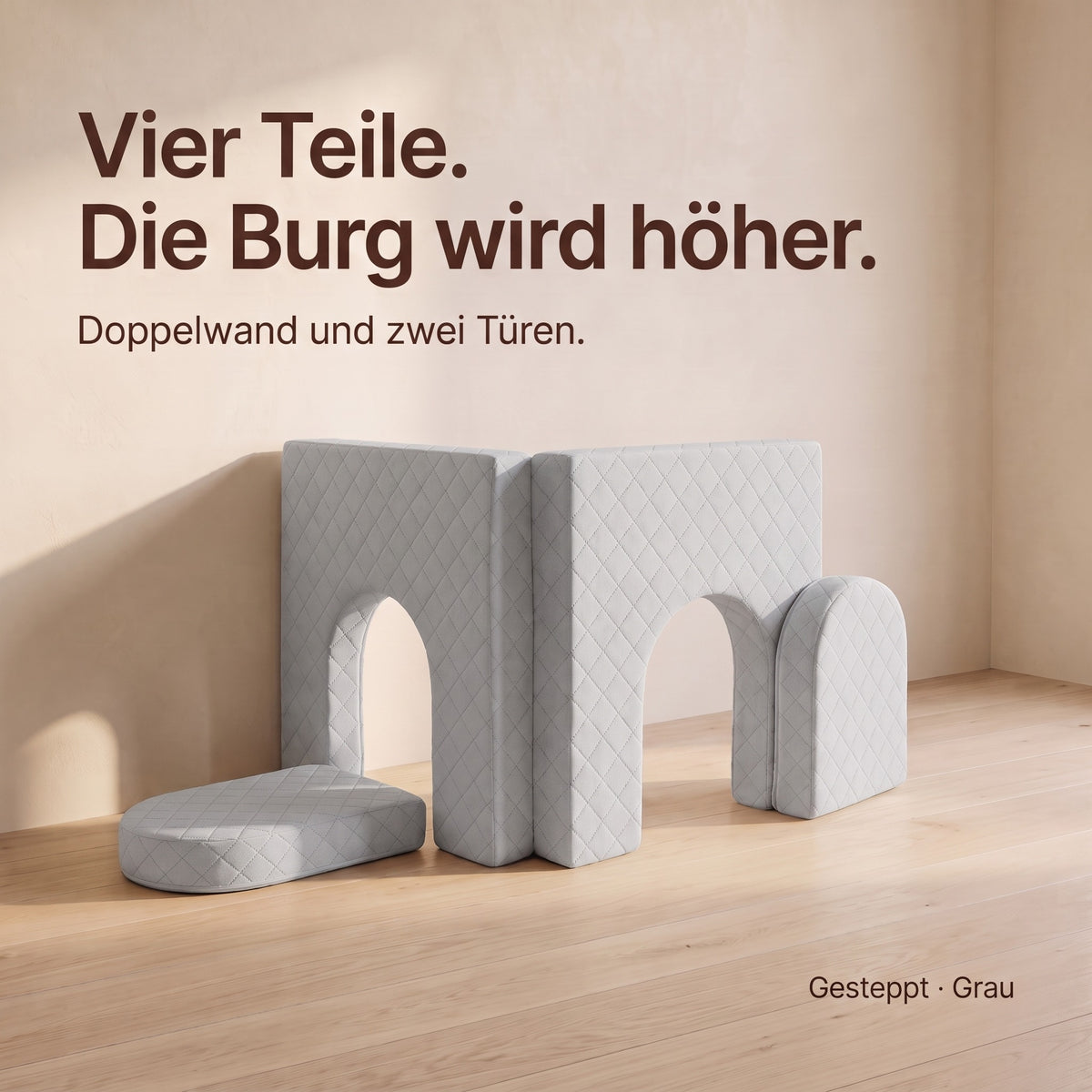 Wuselsofa Erweiterung, Gesteppt · Grau #Farbe_variantenbild