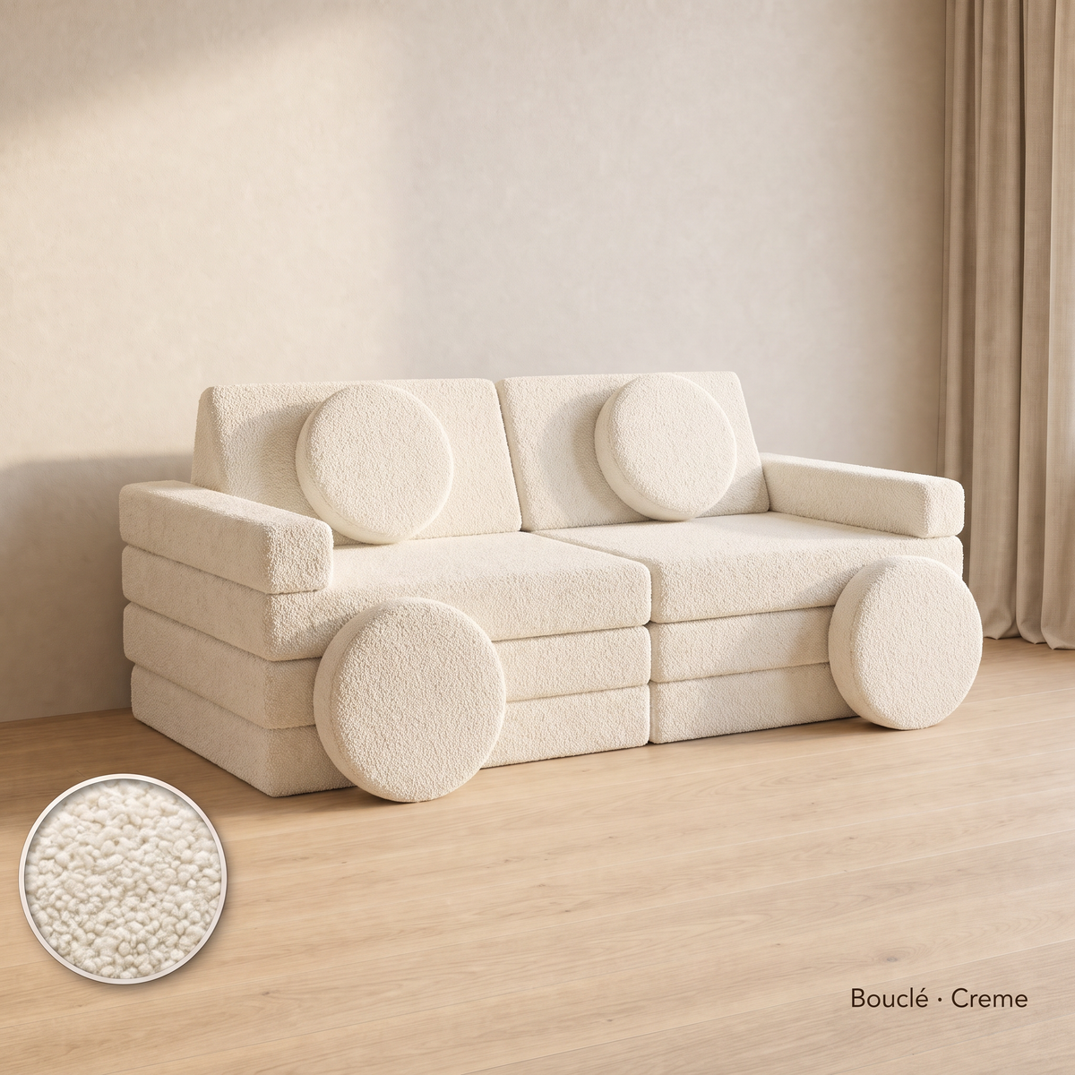 Wuselsofa 14 Teile, Bouclé · Creme #Farbe_variantenbild