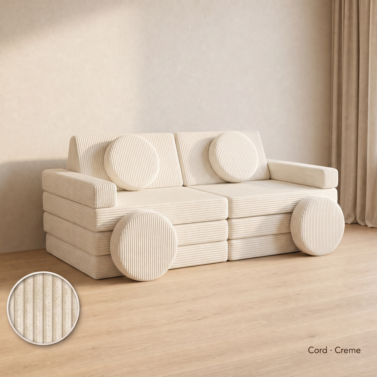 Wuselsofa 14 Teile, Cord · Creme #Farbe_variantenbild
