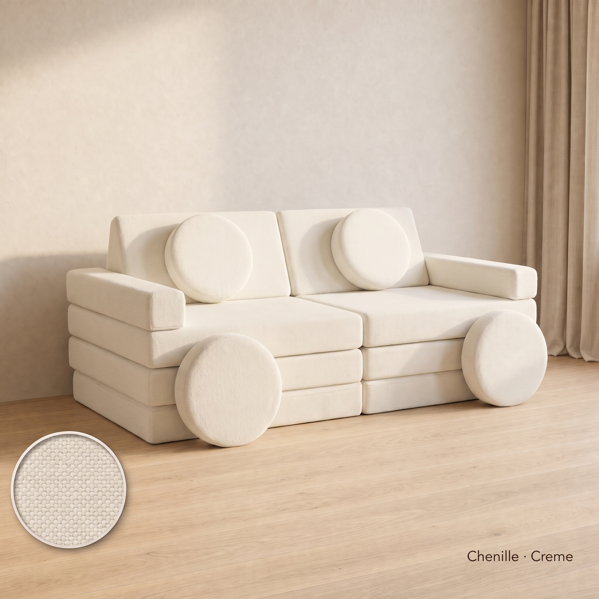 Wuselsofa 14 Teile, Chenille · Creme #Farbe_variantenbild