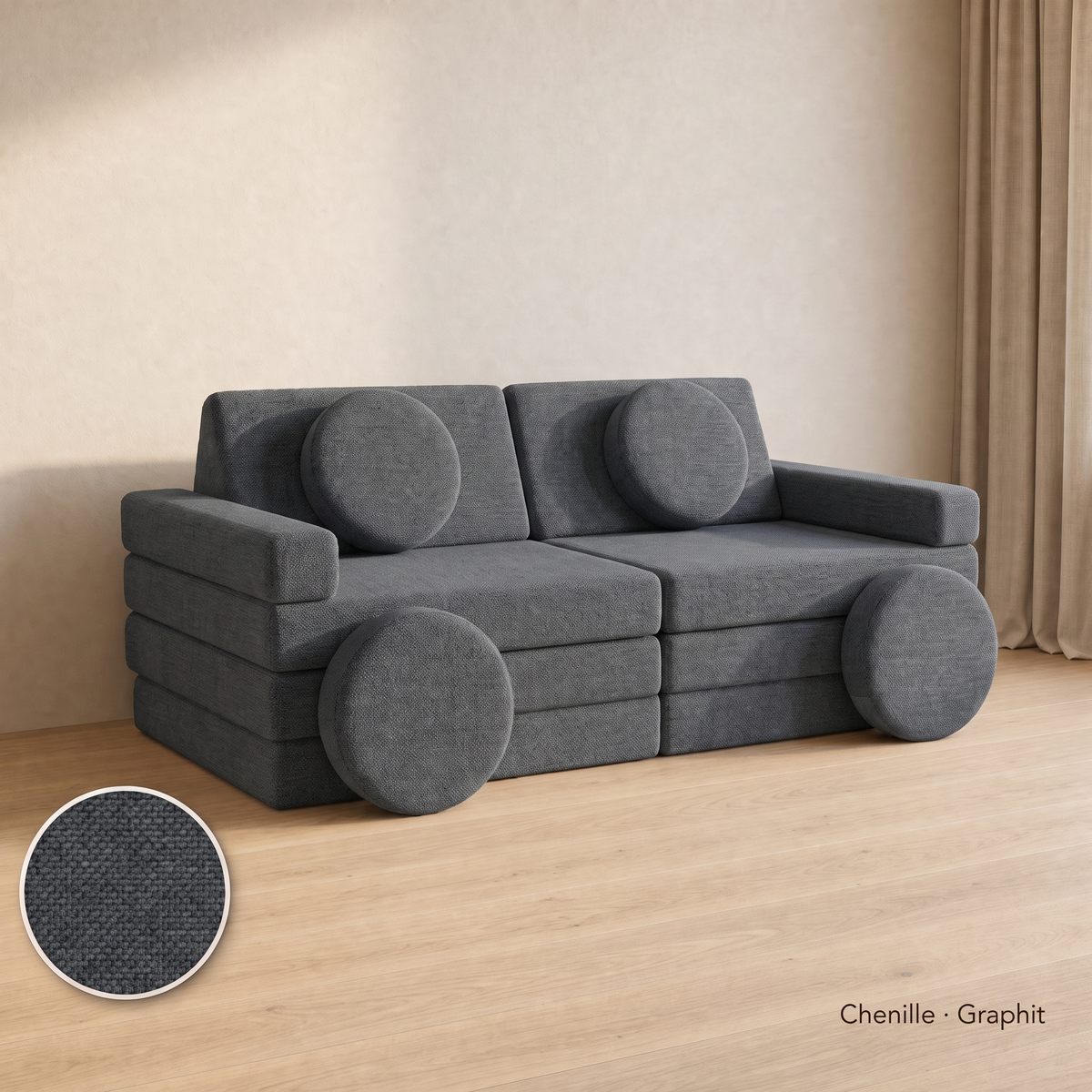 Wuselsofa 14 Teile, Chenille · Graphit #Farbe_variantenbild