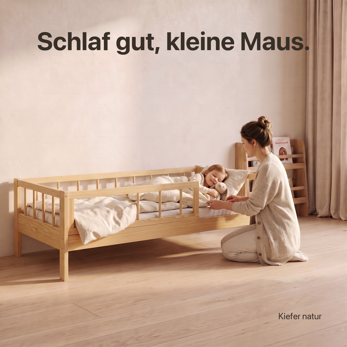 Kinderbett mit Rausfallschutz: Schlaf gut, kleine Maus.