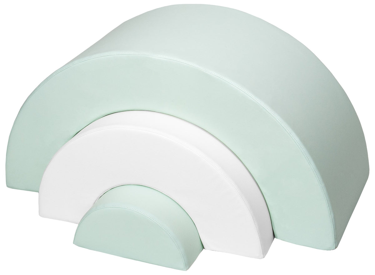 3 XXL-Schaumstoffbausteine Mini-Regenbogen-Set in Weiß · Mint