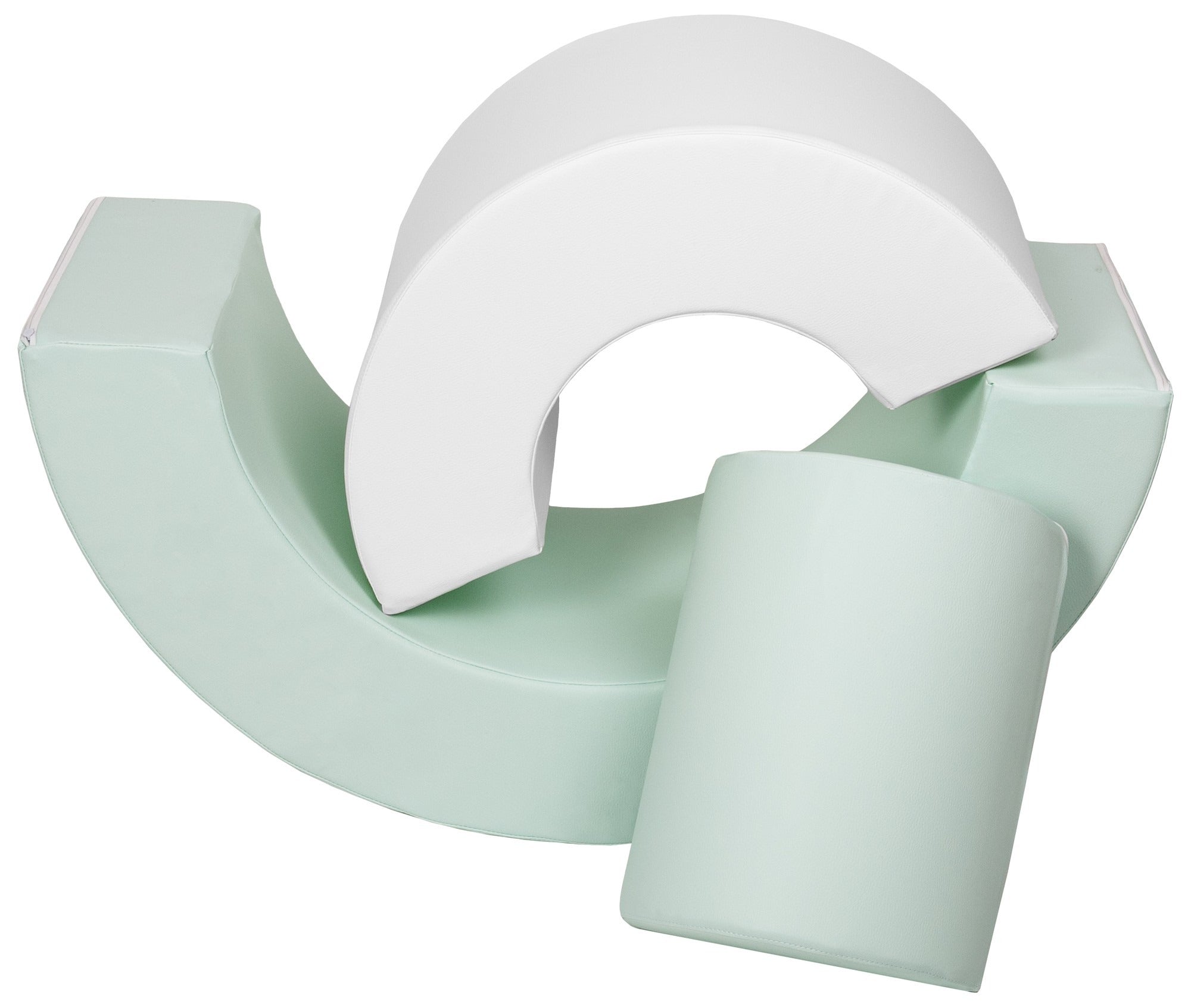 3 XXL-Schaumstoffbausteine Mini-Regenbogen-Set in Weiß · Mint