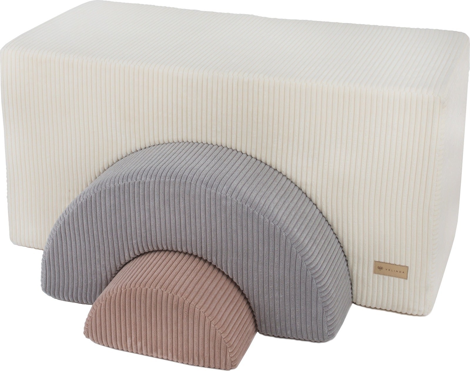 3 XXL-Schaumstoffbausteine Regenbogen-Set in Creme · Grau · Rosa