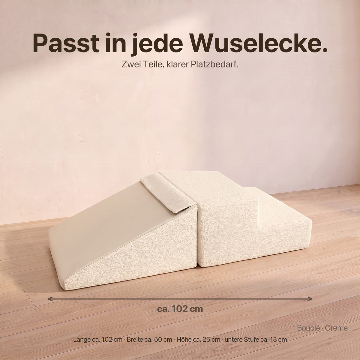 Maße Mini-Rutsche-Set: Länge ca. 102 cm, Breite ca. 50 cm, Höhe ca. 25 cm