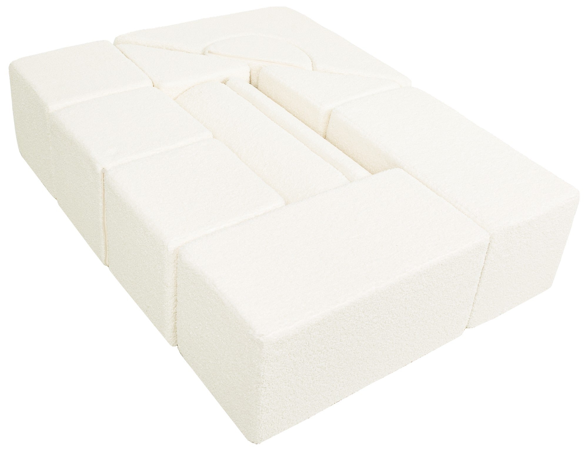 Schloss-Bausteine-Set aus 11 Schaumstoff-Bausteinen, Bouclé Creme
