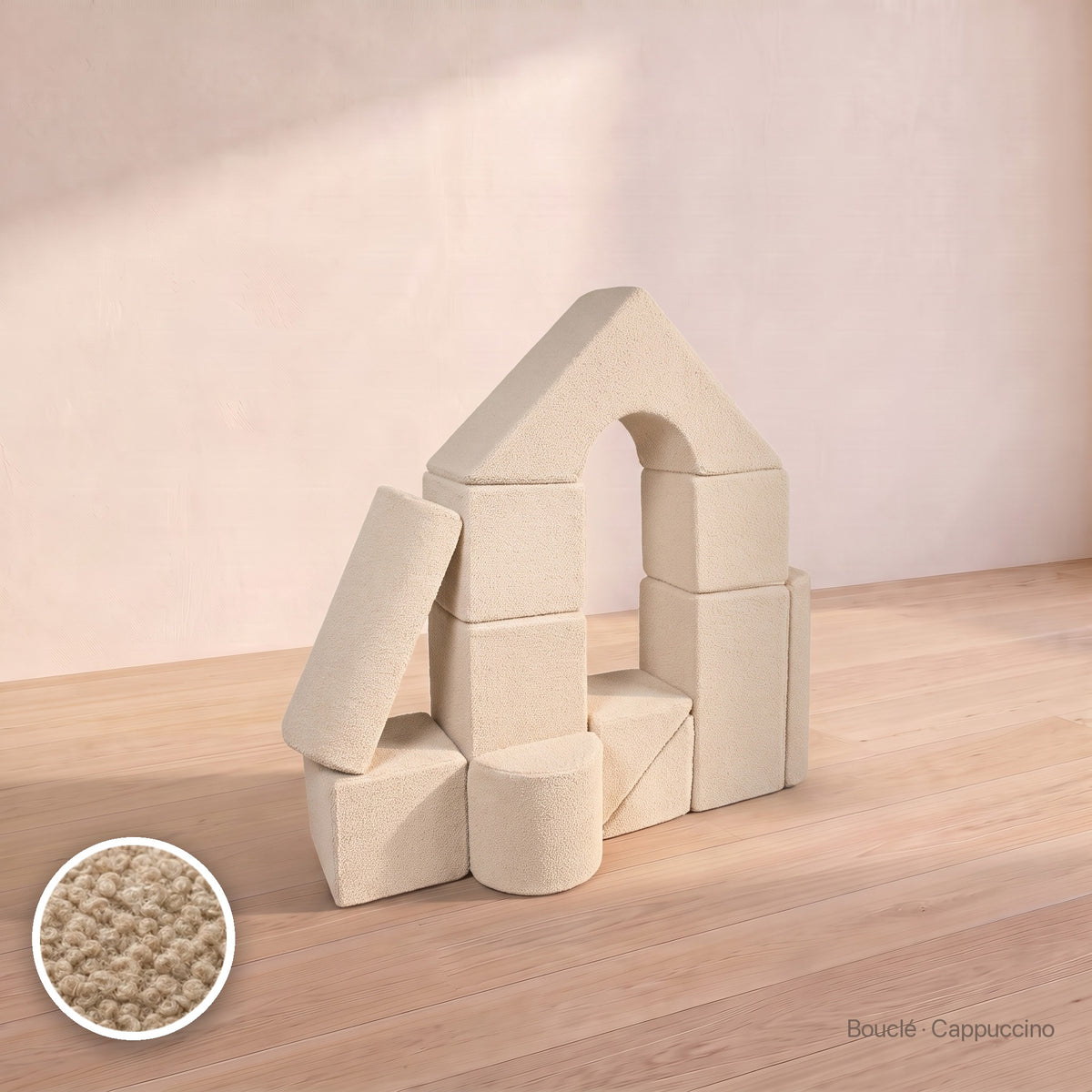 Schloss-Set 11 Schaumstoffbausteine, Bouclé · Cappuccino #Farbe_variantenbild