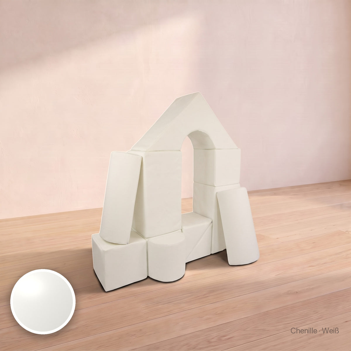 Schloss-Set 11 Schaumstoffbausteine, Chenille · Weiß #Farbe_variantenbild