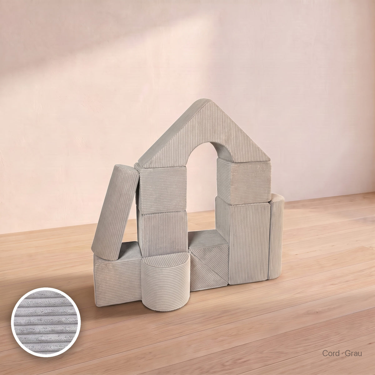 Schloss-Set 11 Schaumstoffbausteine, Cord · Grau #Farbe_variantenbild