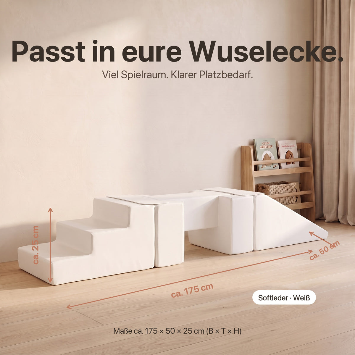 Wuselsteg mit Rutsche: Maße ca. 175 × 50 × 25 cm