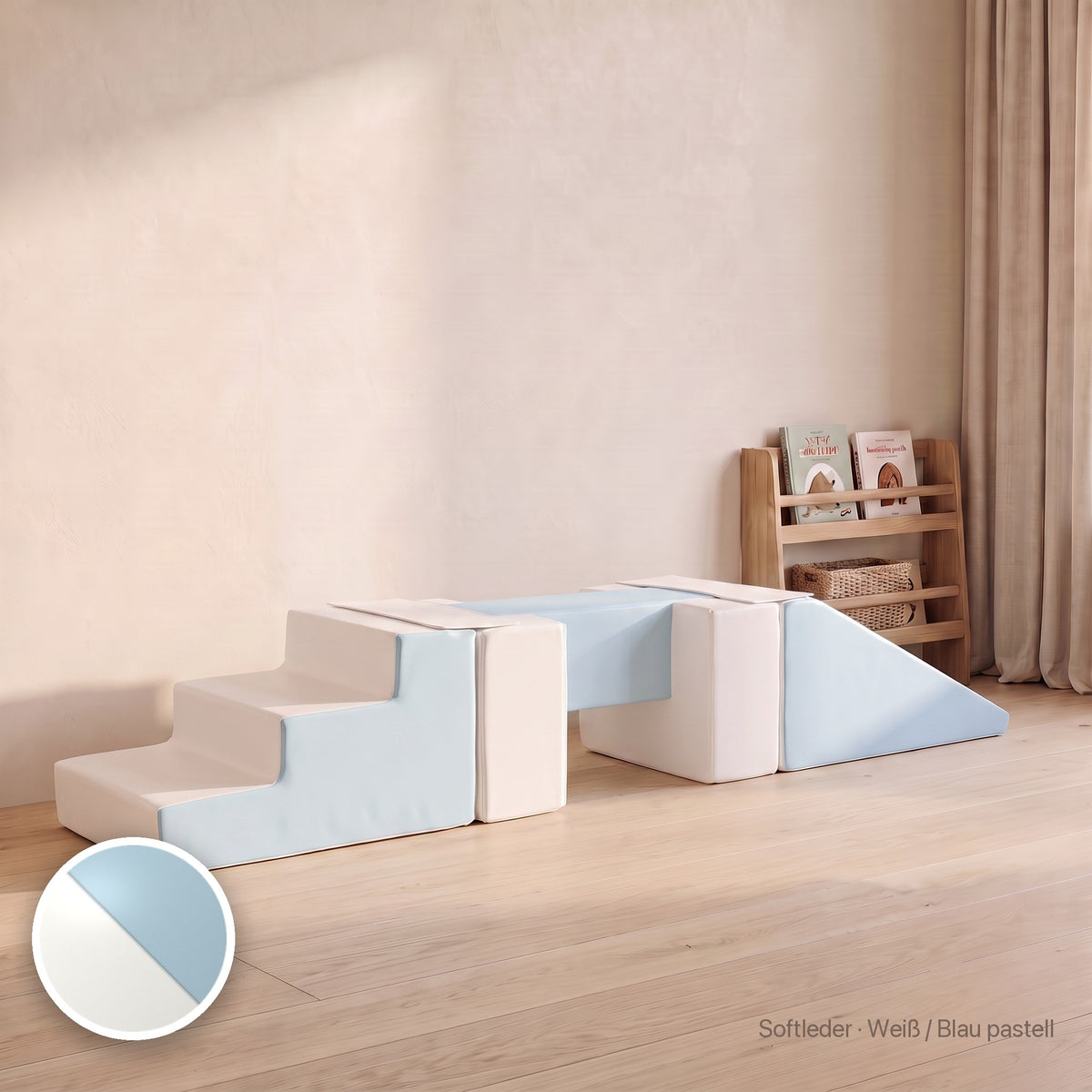 Wuselsteg mit Rutsche, Softleder · Weiß / Blau pastell #Farbe_variantenbild