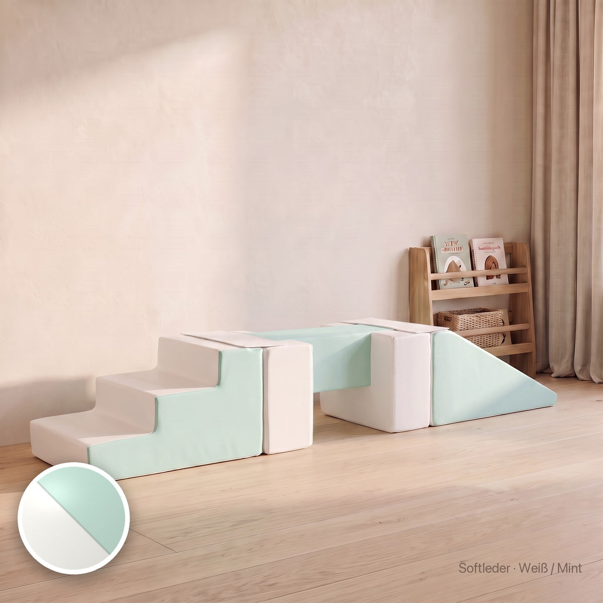 Wuselsteg mit Rutsche, Softleder · Weiß / Mint #Farbe_variantenbild