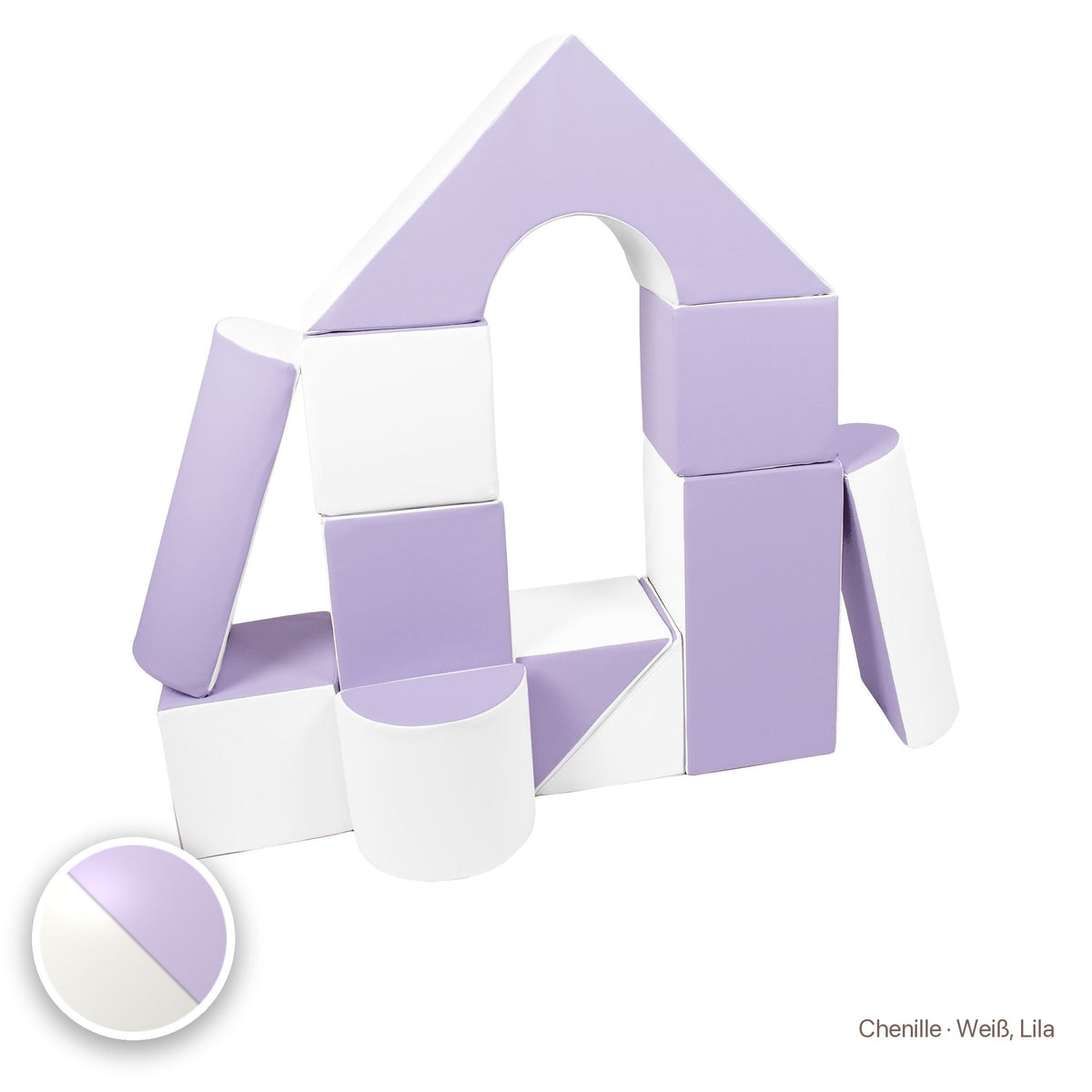 Schloss-Set 11 Schaumstoffbausteine, Chenille · Weiß, Lila #Farbe_variantenbild