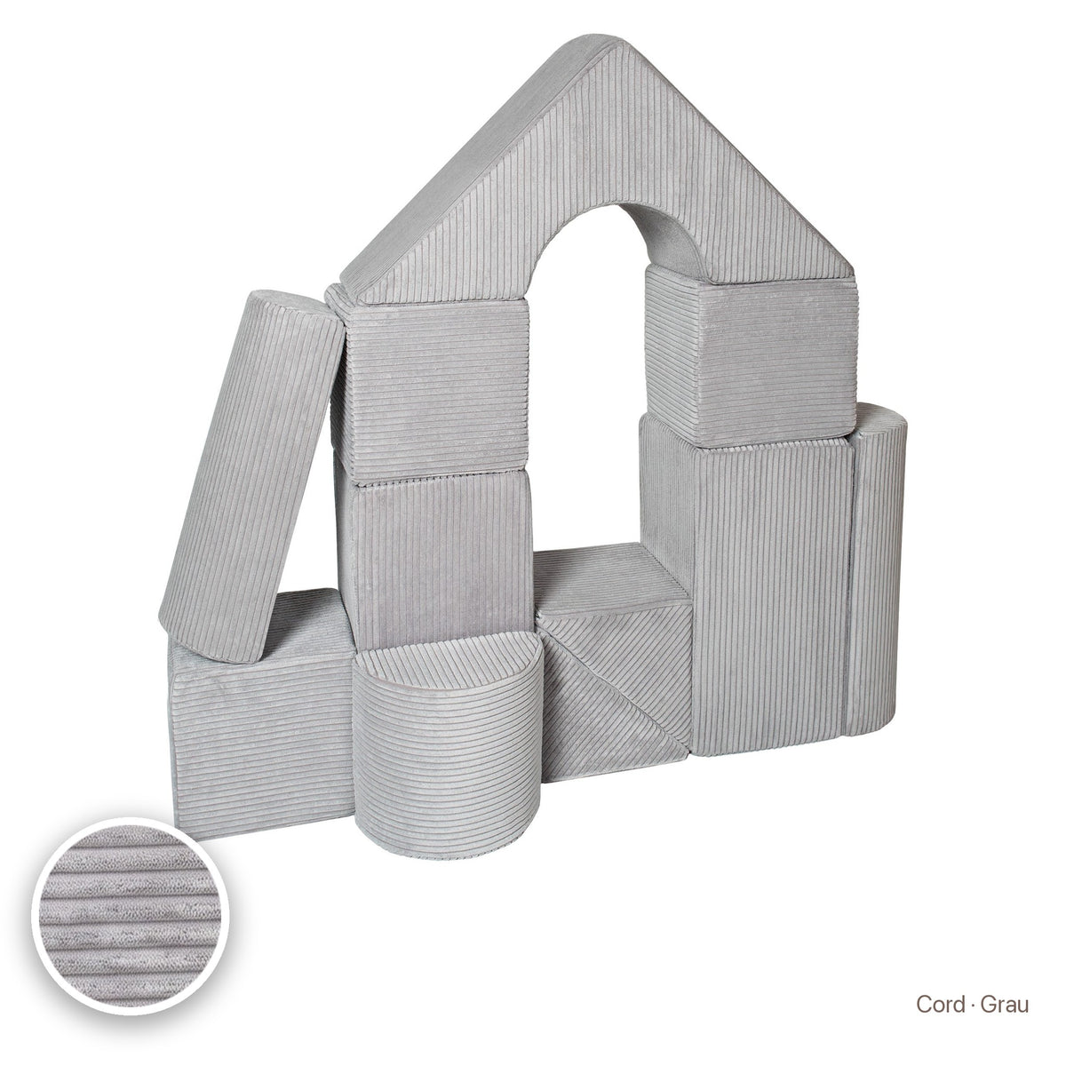 Schloss-Set 11 Schaumstoffbausteine, Cord · Grau #Farbe_variantenbild