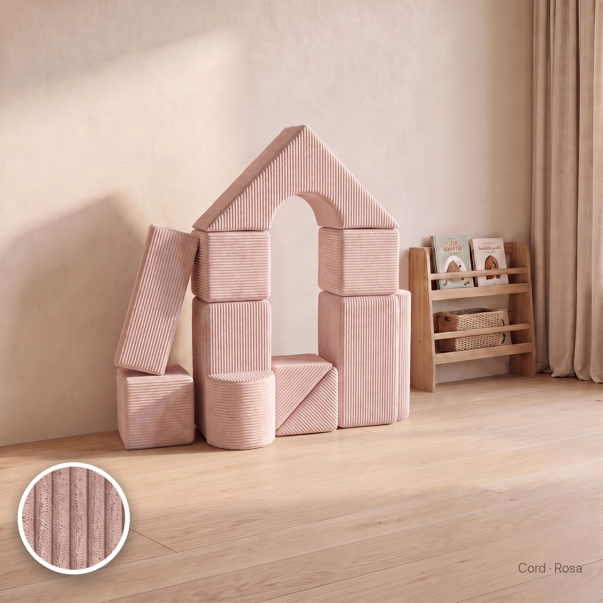 Schloss-Set 11 Schaumstoffbausteine, Cord · Rosa #Farbe_variantenbild