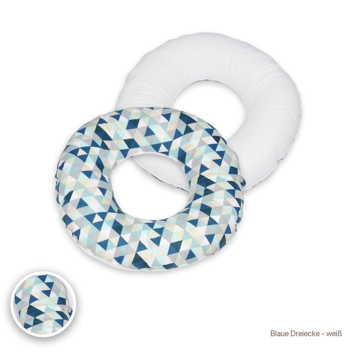 Donut-Kissen, Blaue Dreiecke - weiß #Farbe_variantenbild