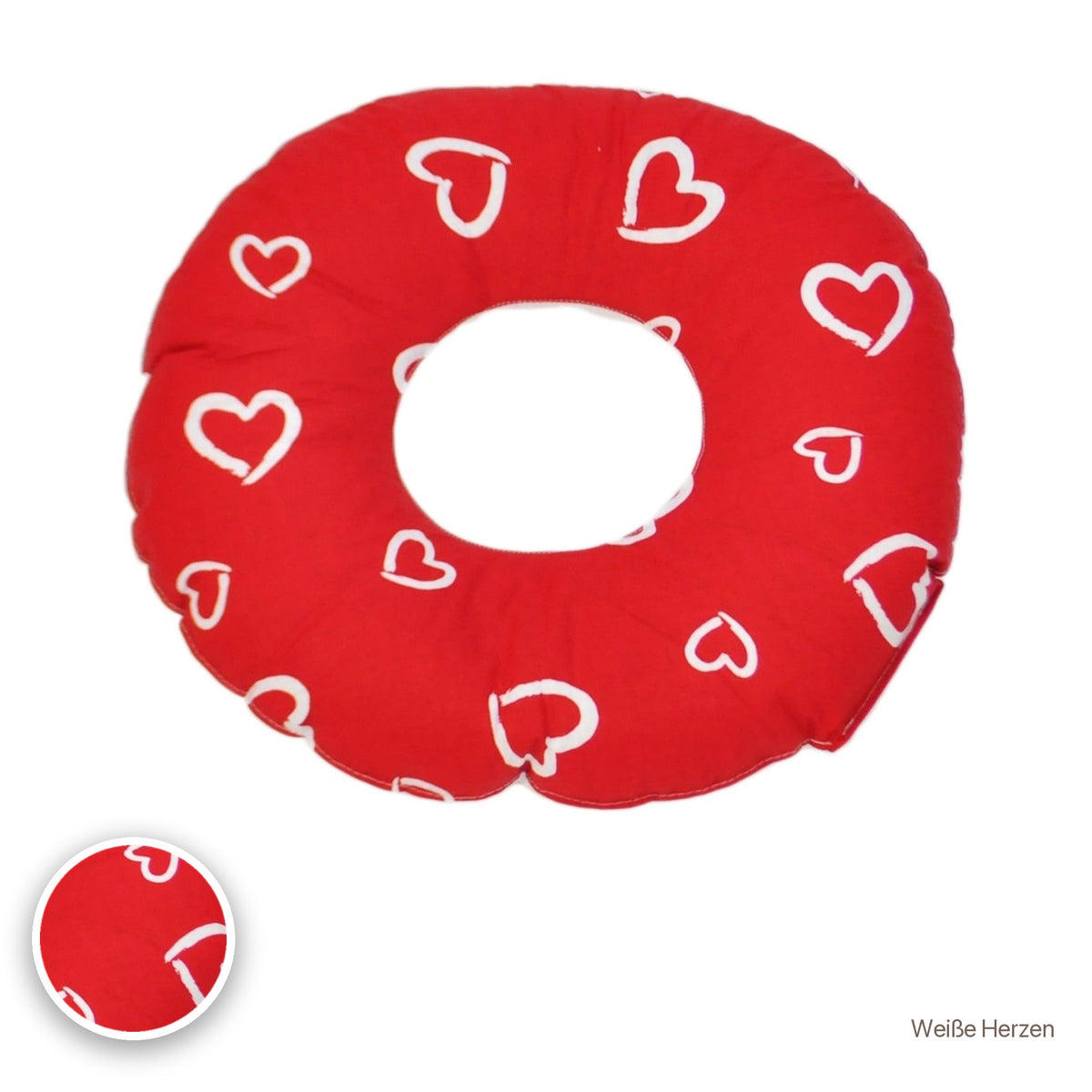 Donut-Kissen, Weiße Herzen