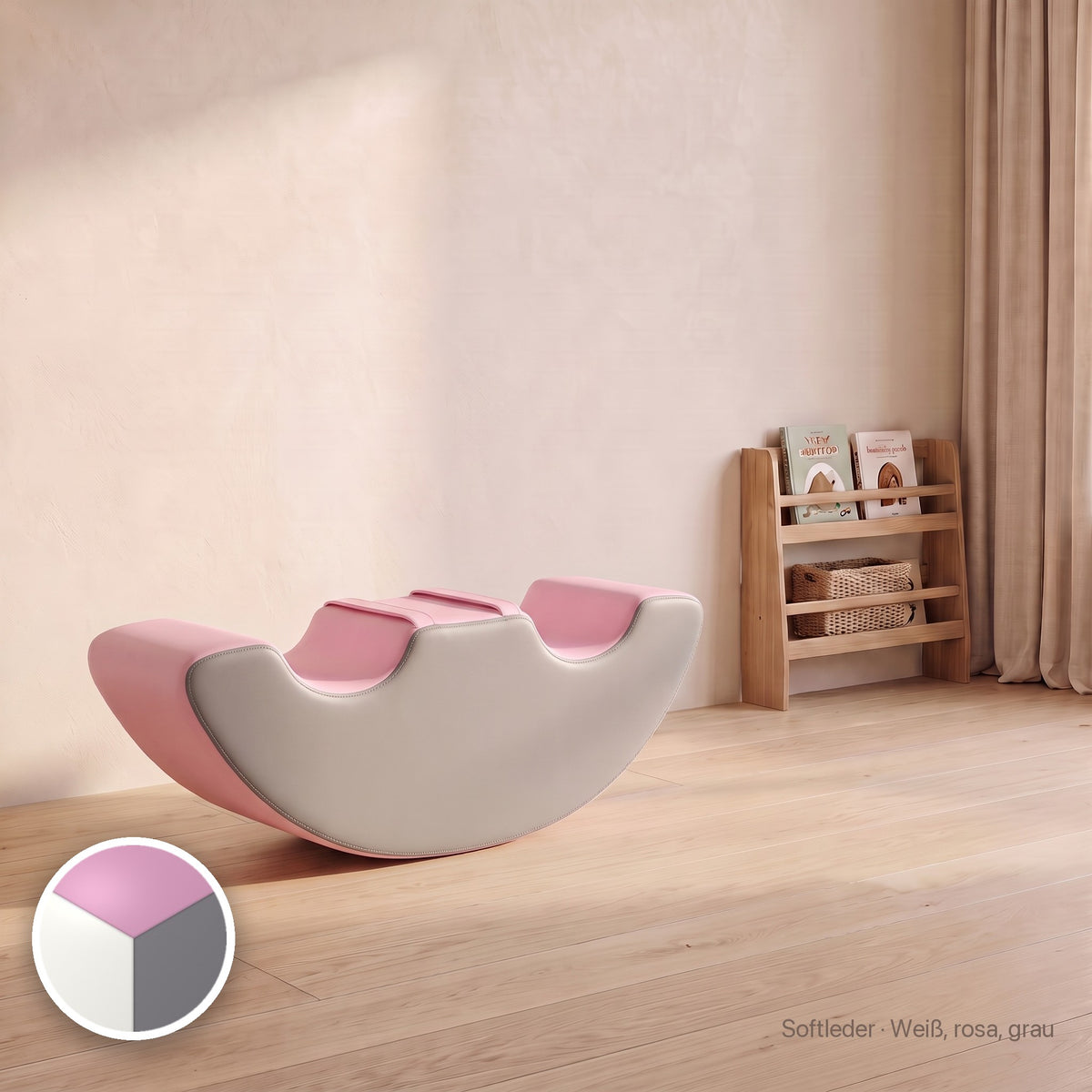 Doppel-Wuselschaukel, Softleder · Weiß, rosa, grau #Farbe_variantenbild