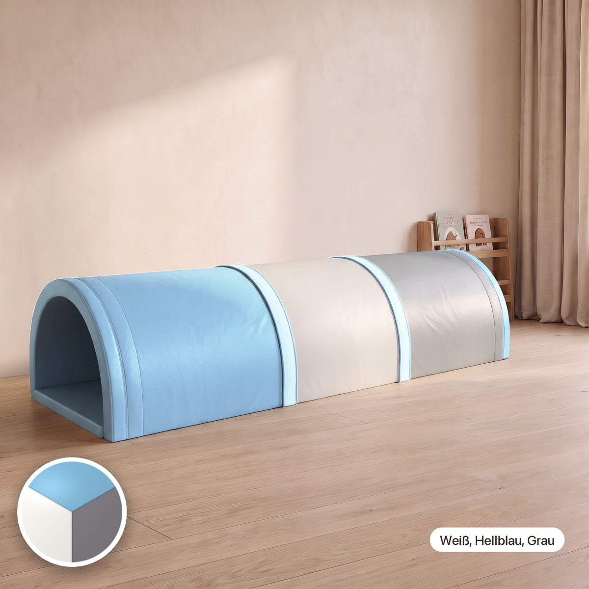 Wuseltunnel 3-teilig, Weiß, Hellblau, Grau #Farbe_variantenbild