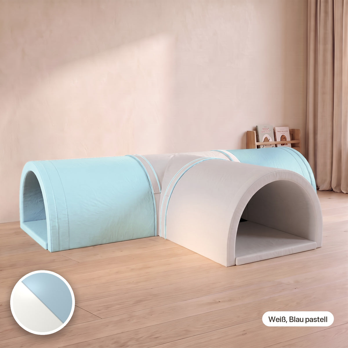Wuseltunnel 4-teilig, Weiß, Blau pastell #Farbe_variantenbild