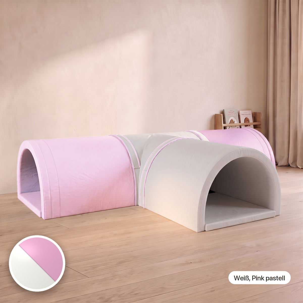 Wuseltunnel 4-teilig, Weiß, Pink pastell