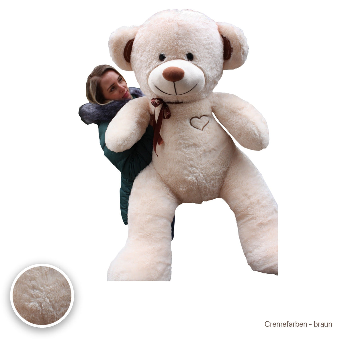 Riesen-Teddybär 160 cm, Cremefarben - braun #Farbe_variantenbild