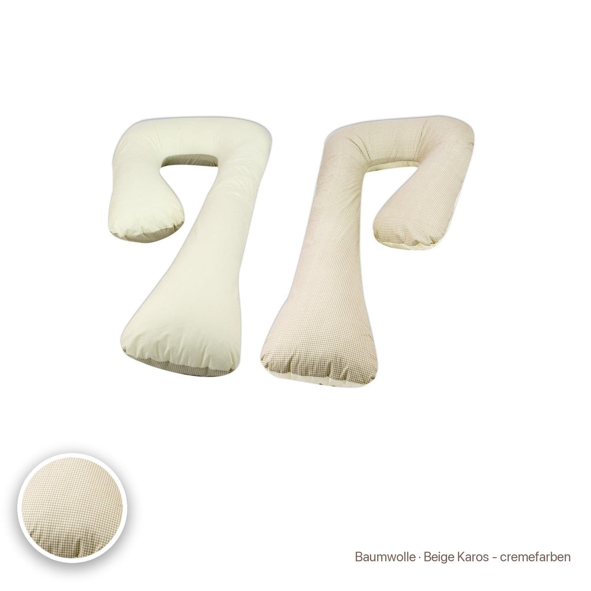 Schwangerschaftskissen 7-Form, Baumwolle · Beige Karos - cremefarben #Farbe_variantenbild