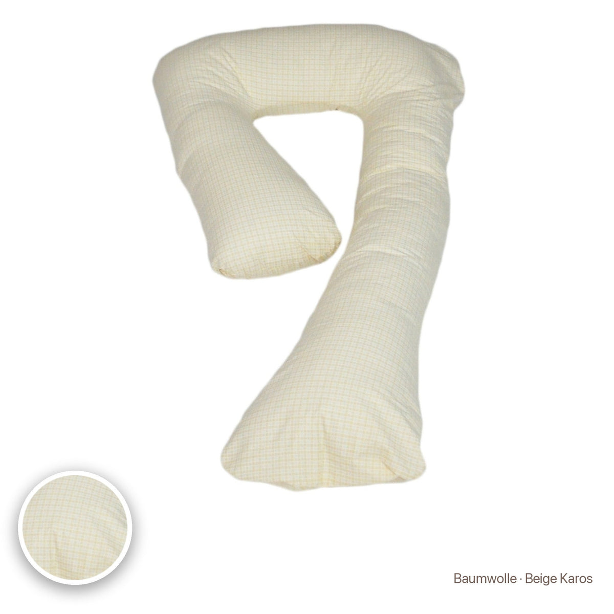 Schwangerschaftskissen 7-Form, Baumwolle · Beige Karos #Farbe_variantenbild