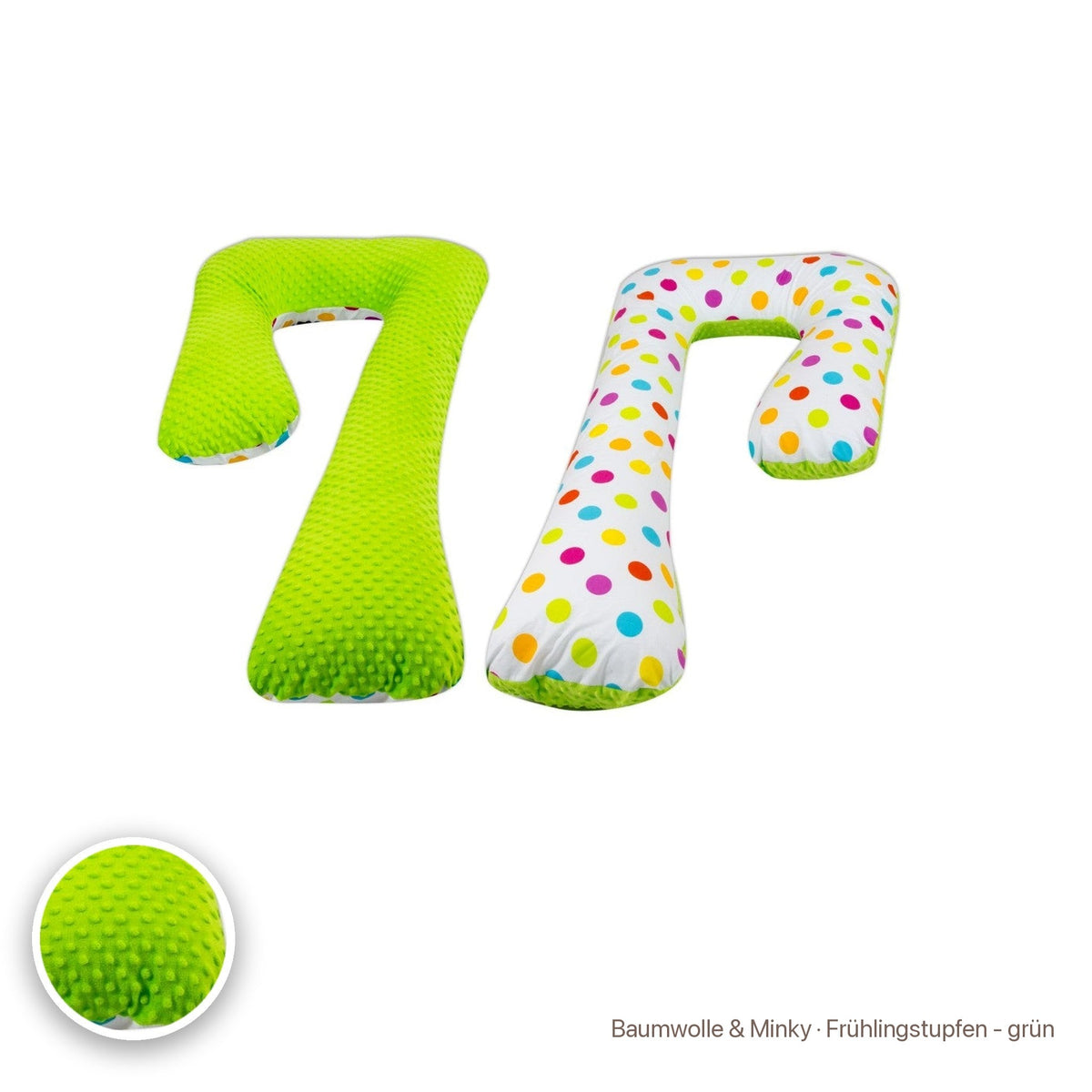 Schwangerschaftskissen 7-Form, Baumwolle & Minky · Frühlingstupfen - grün #Farbe_variantenbild