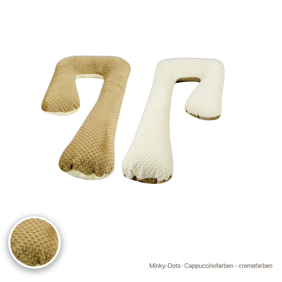 Schwangerschaftskissen 7-Form, Minky-Dots · Cappuccinofarben - cremefarben #Farbe_variantenbild