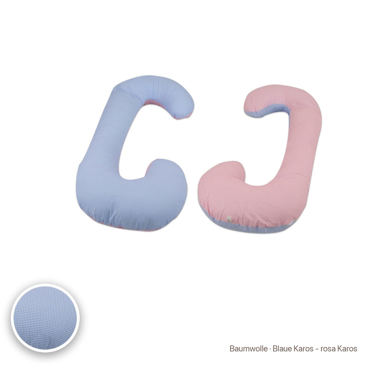 Schwangerschaftskissen C-Form, Baumwolle · Blaue Karos - rosa Karos #Farbe_variantenbild