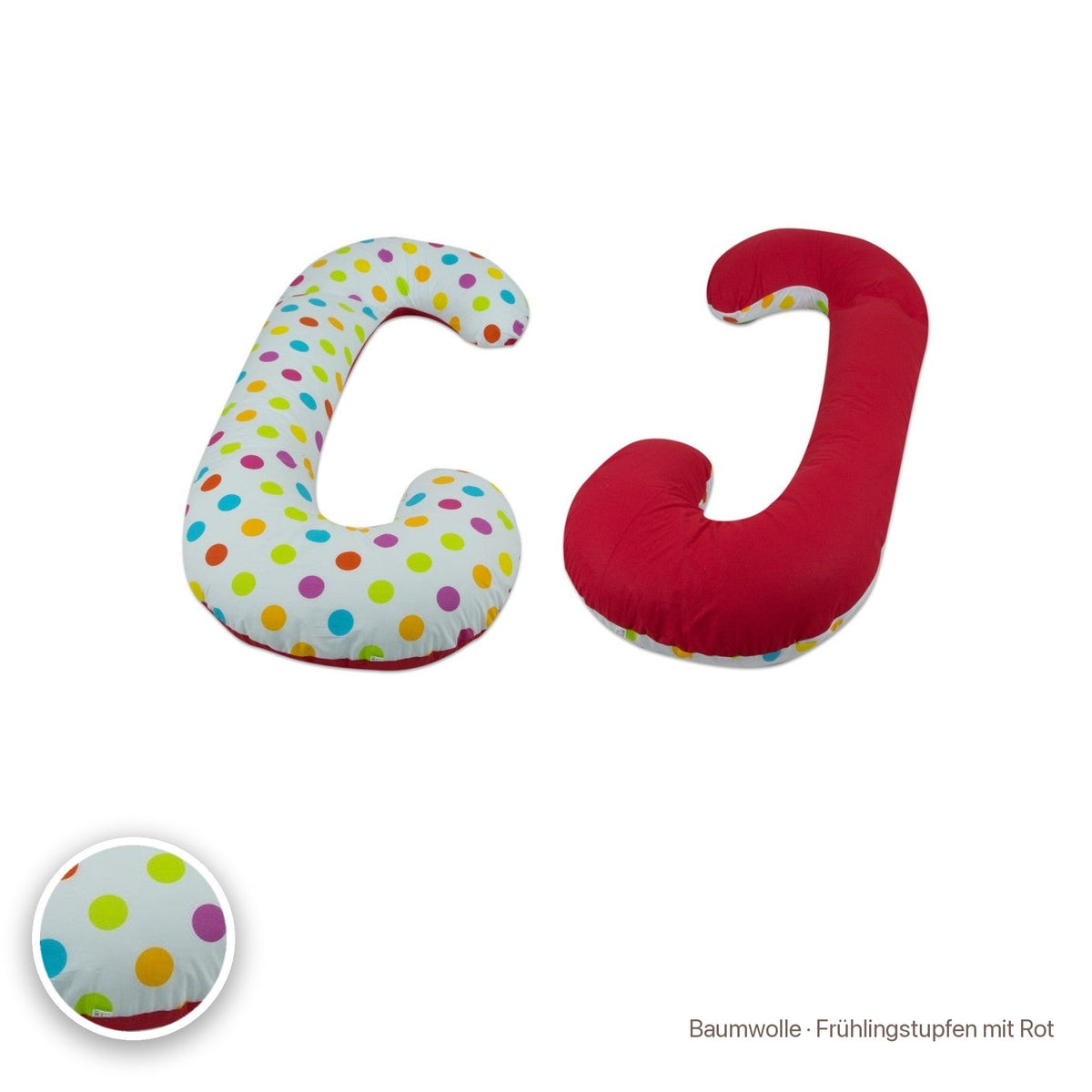 Schwangerschaftskissen C-Form, Baumwolle · Frühlingstupfen mit Rot #Farbe_variantenbild