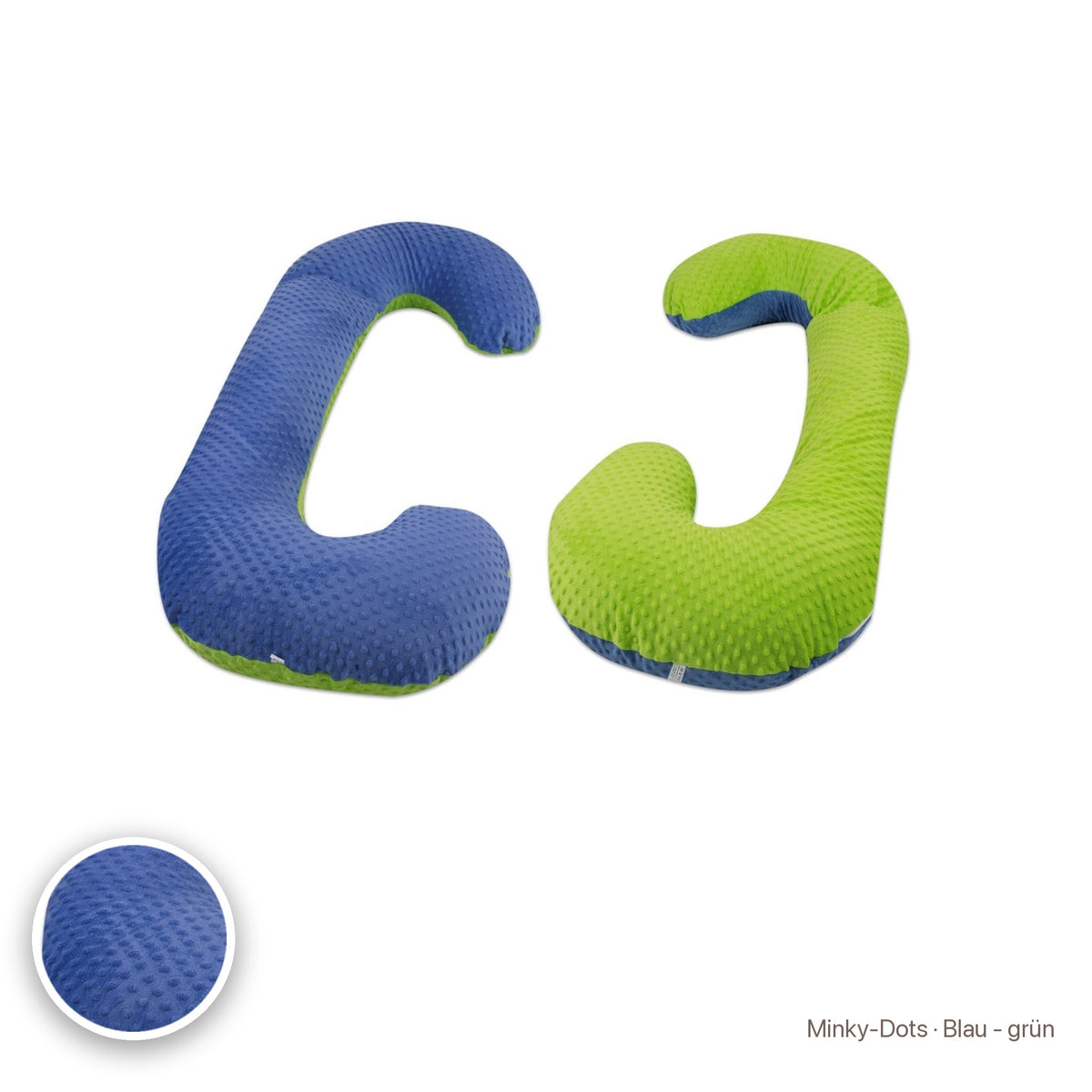 Schwangerschaftskissen C-Form, Minky-Dots · Blau - grün #Farbe_variantenbild