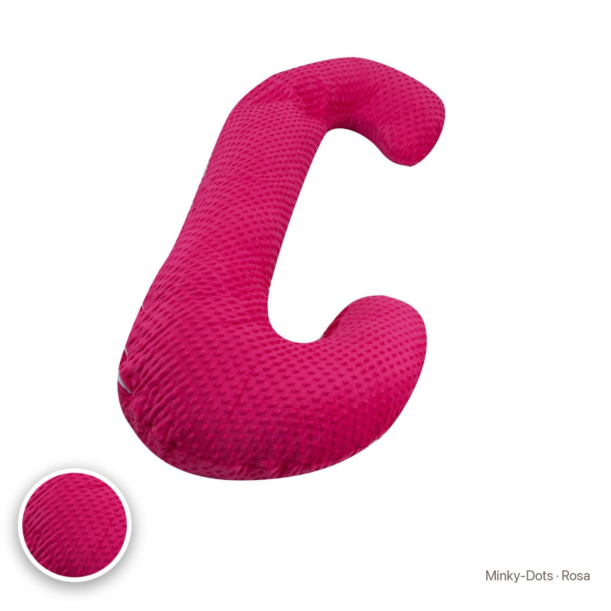 Schwangerschaftskissen C-Form, Minky-Dots · Rosa #Farbe_variantenbild