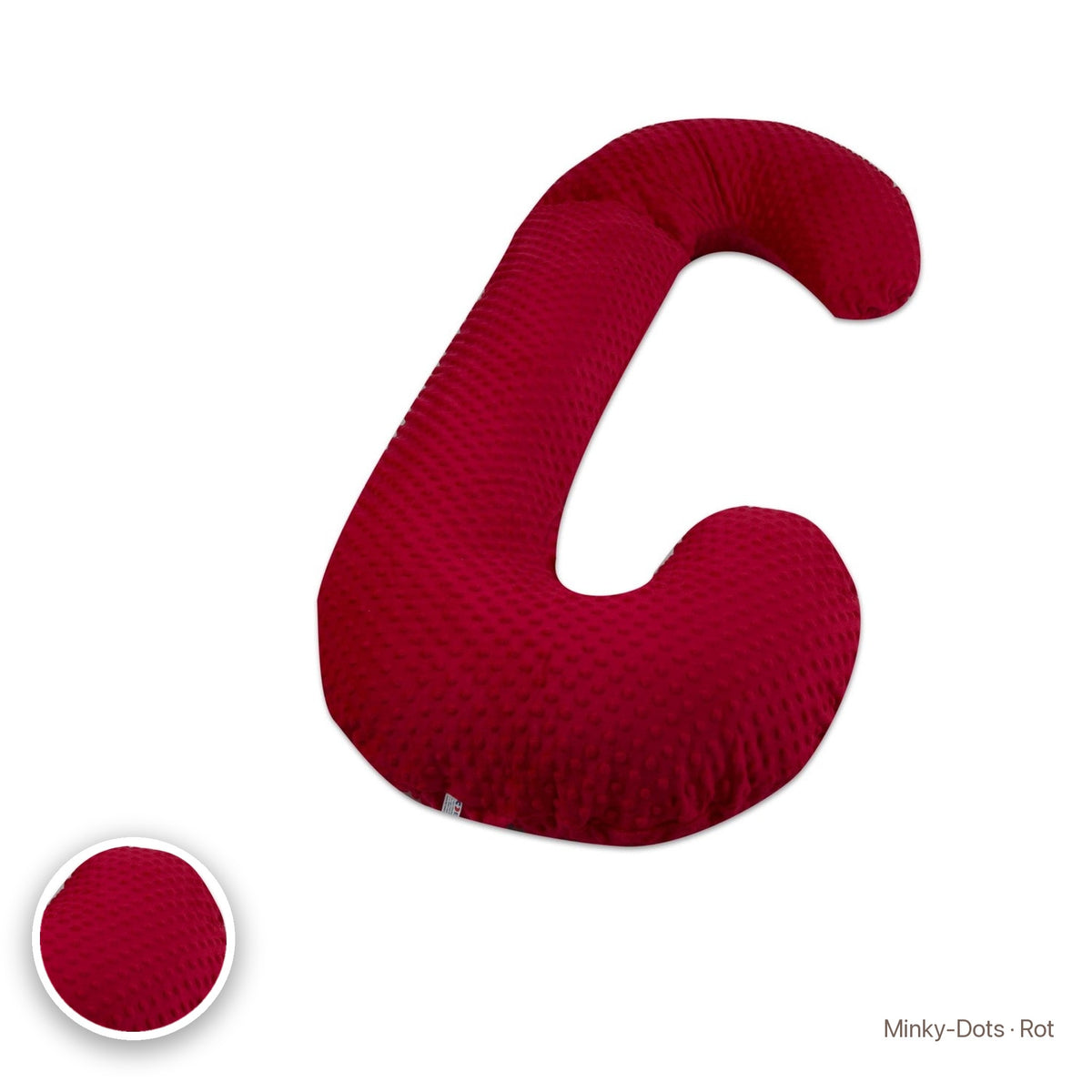 Schwangerschaftskissen C-Form, Minky-Dots · Rot #Farbe_variantenbild